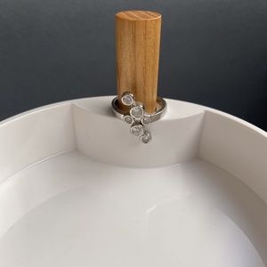 925 Sterling Silver Ring with Clear Cubic Zirconia Stones, Size 6